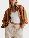 Button Up Drop Shoulder Denim Jacket - felvior