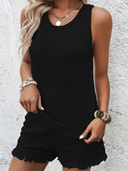Round Neck Wide Strap Tank and Shorts Set