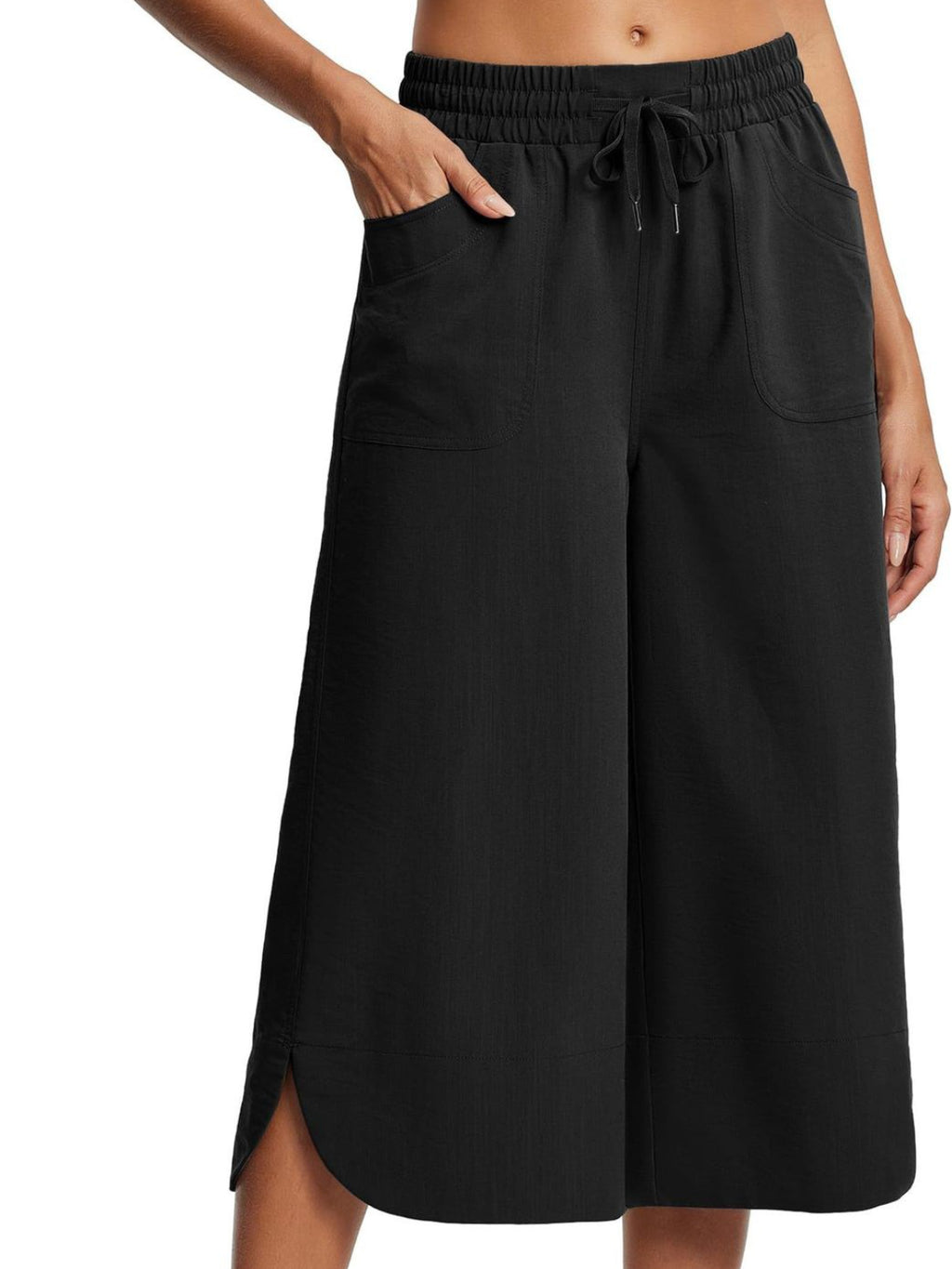 Full Size Drawstring Wide Leg Capris Pants Plus Size