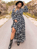 Plus Size Long Sleeve Maxi Dress - felvior