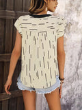 Notched Ruffled Cap Sleeve Blouse - felvior