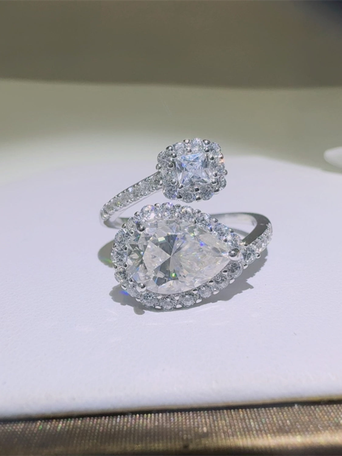 2 Carat Moissanite 925 Sterling Silver Bypass Ring - felvior