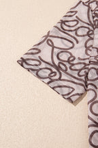 Printed Round Neck Short Sleeve Mesh T-Shirt