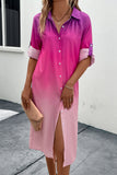 Perfee Gradient Long Sleeve Shirt Dress - felvior