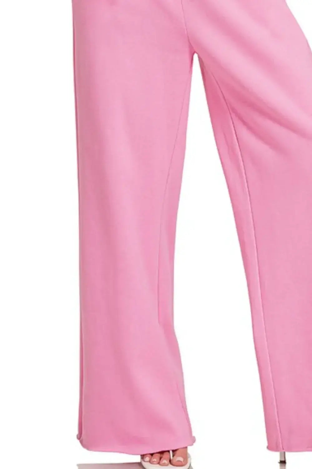 Zenana Fleece Exposed Seam Wide Leg Sweatpants