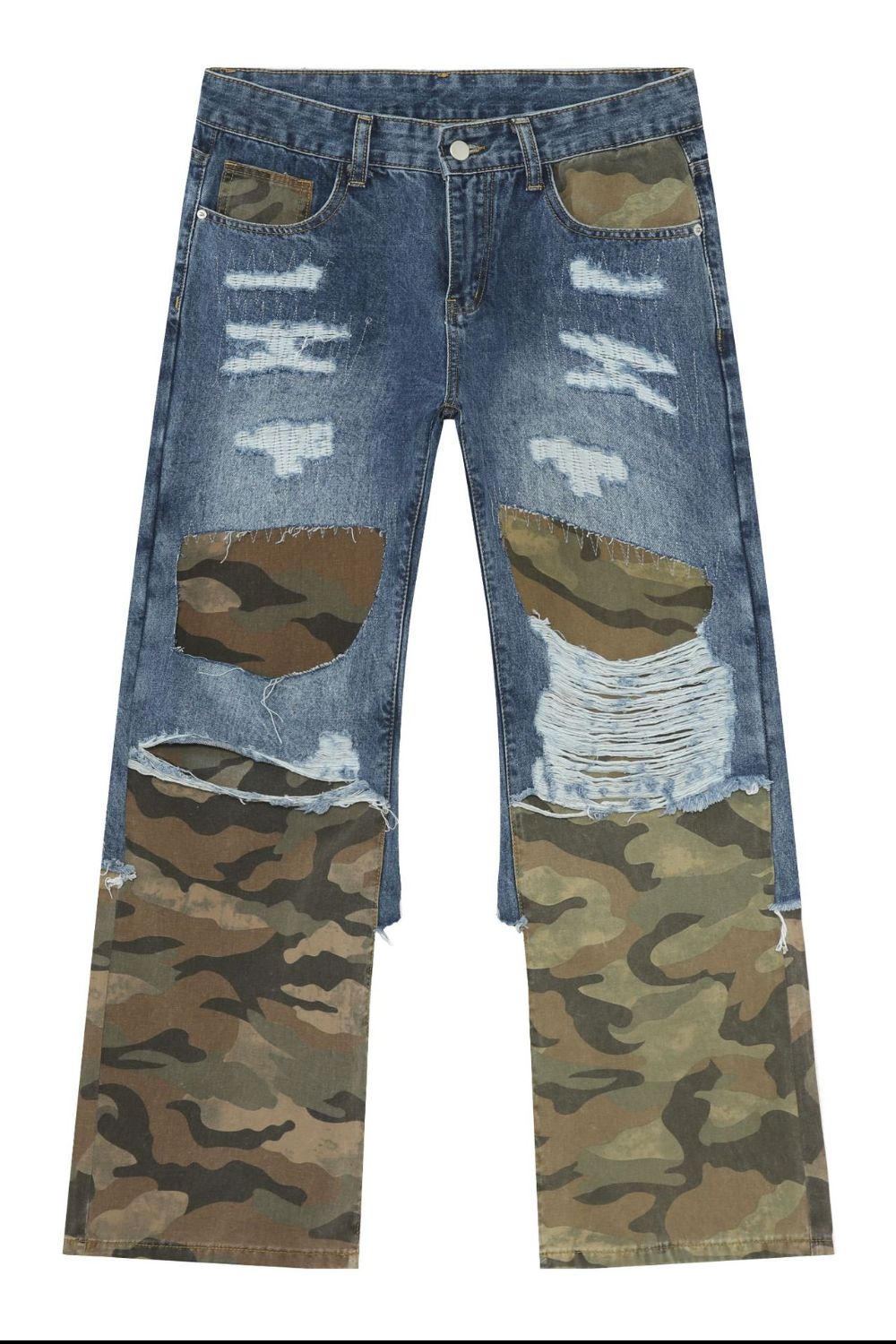 Men's Distressed Camouflage Jeans - felvior