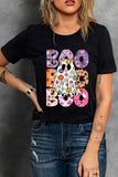 BOO Ghost Graphic Round Neck Short Sleeve T-Shirt - felvior
