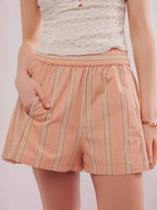 Striped Elastic Waist Shorts
