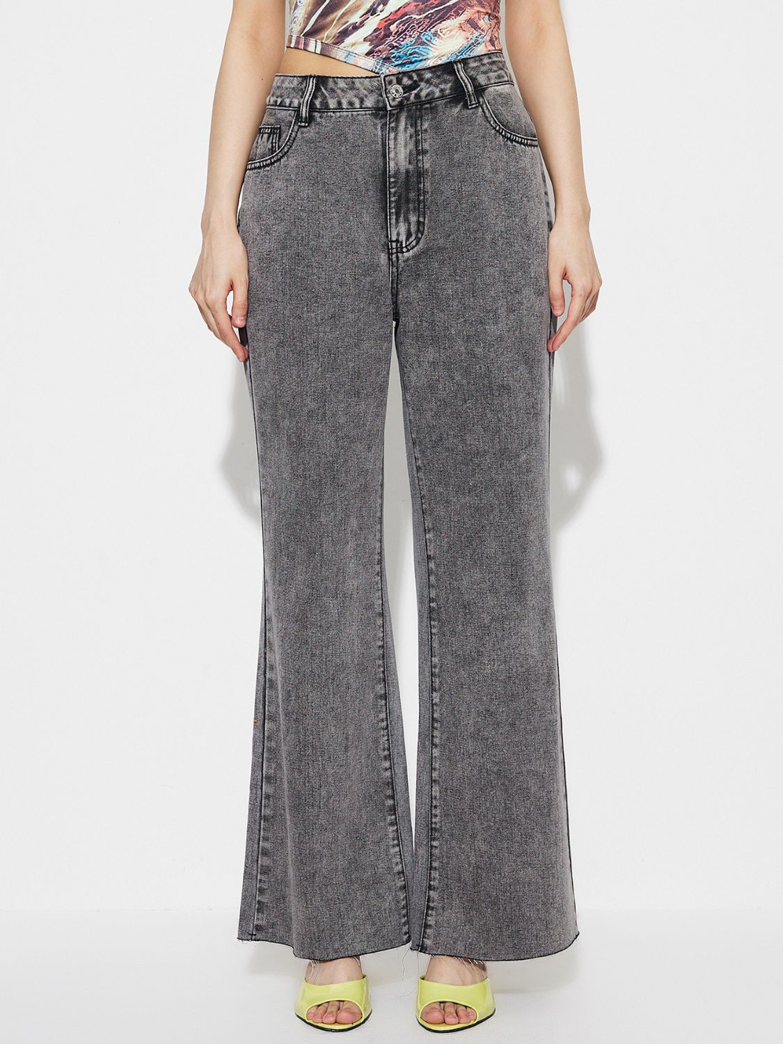 High Waist Bootcut Jeans with Pockets - felvior