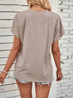 Half Button Short Sleeve Top