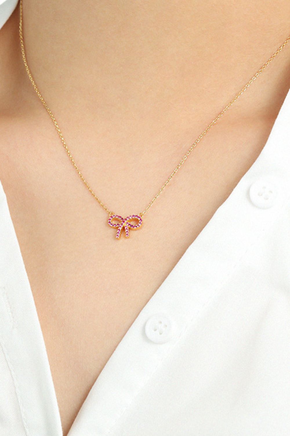 925 Sterling Silver Bow Necklace - felvior