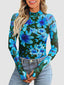 Floral Mock Neck Long Sleeve T-Shirt