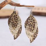 PU Leather Leopard Leaf Earrings - felvior