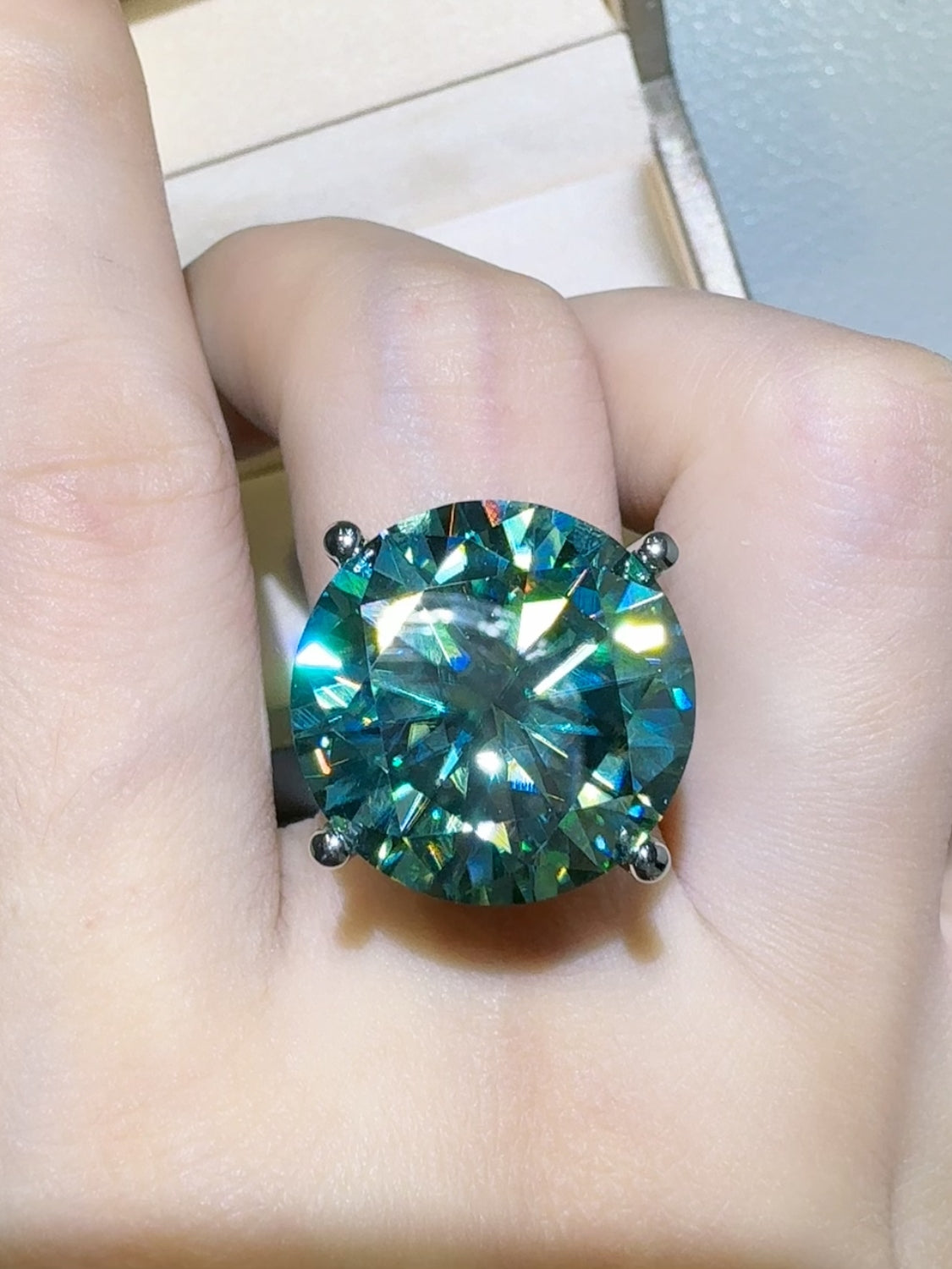 20 Carat Moissanite 925 Sterling Silver Ring - felvior