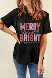 MERRY AND BRIGHT Round Neck Short Sleeve T-Shirt - felvior