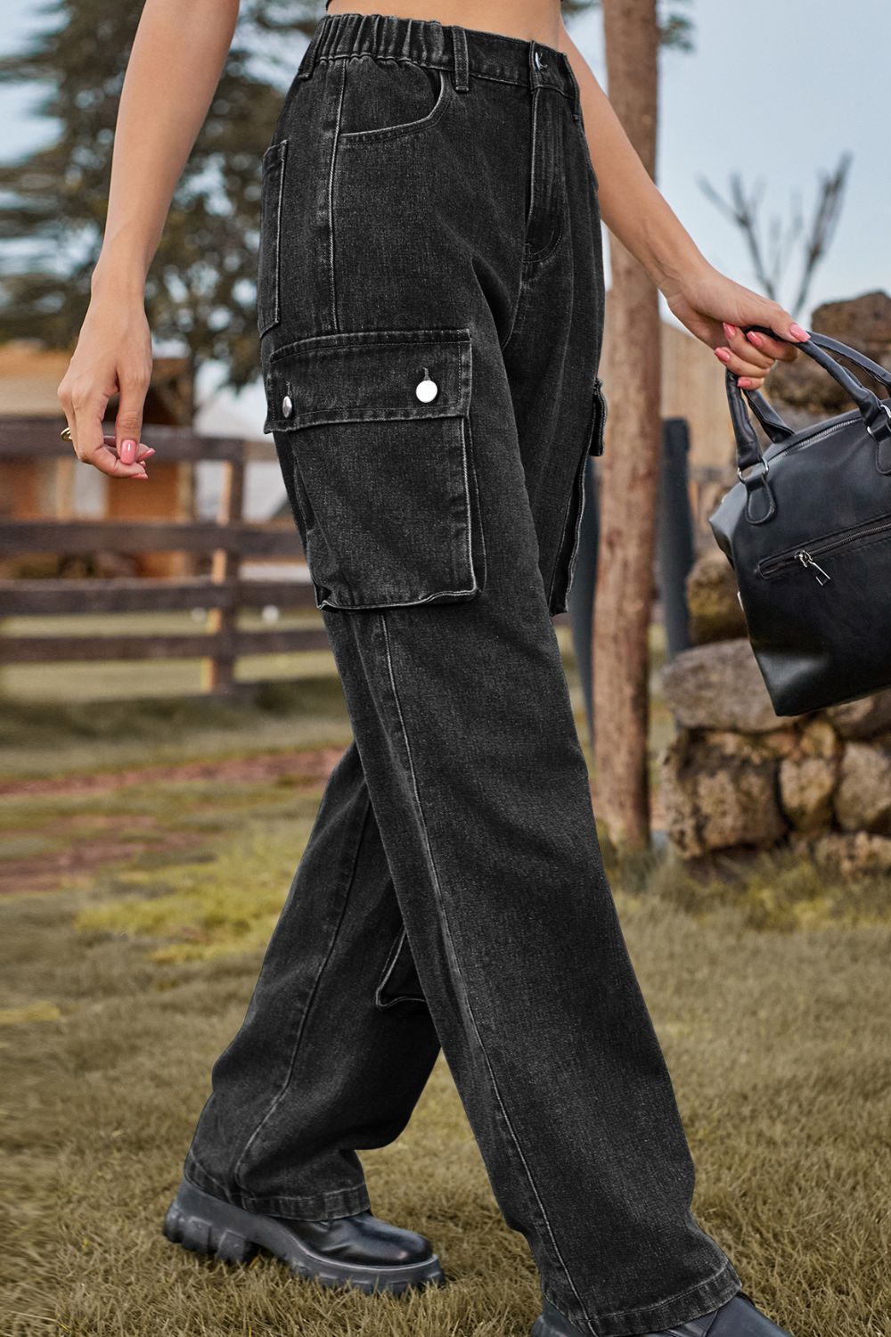 Loose Fit Long Jeans with Pockets - felvior