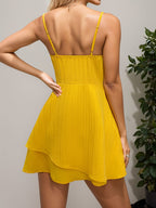 Layered Sweetheart Neck Bow Front Mini Cami Dress