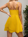 Layered Sweetheart Neck Bow Front Mini Cami Dress - felvior