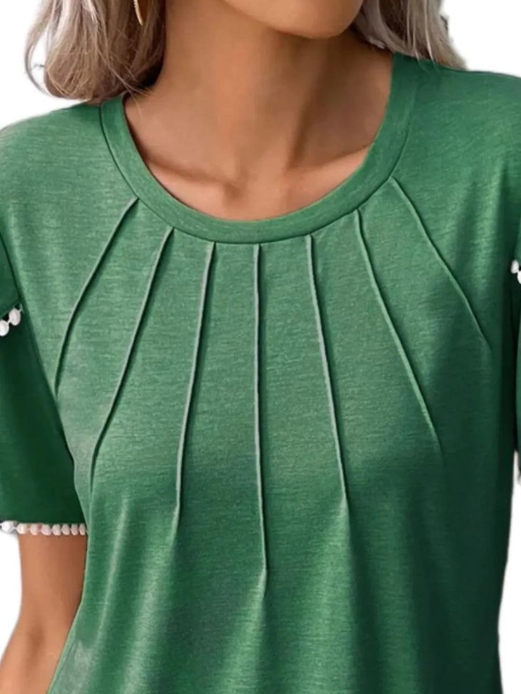 Full Size Round Neck Petal Sleeve Blouse Plus Size