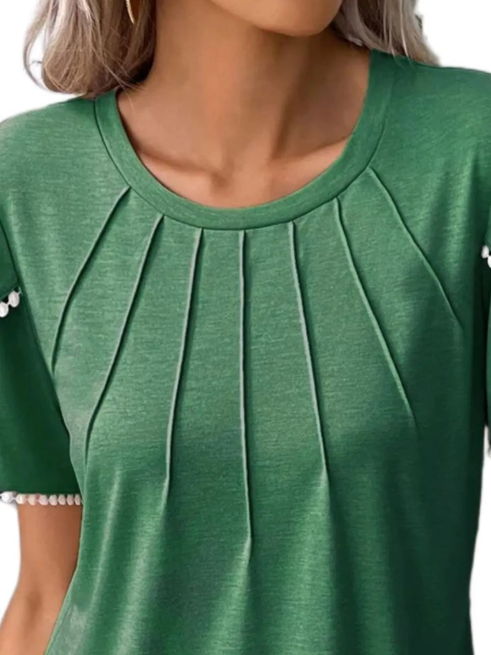 Full Size Round Neck Petal Sleeve Blouse Plus Size