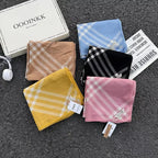 classic plaid scarf set in blue, beige, black, yellow and pink polyester fiber, soft imported 1-piece accessories