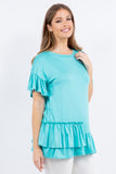 Celeste Full Size Ruffle Detail Asymmetrical Top Plus Size - felvior
