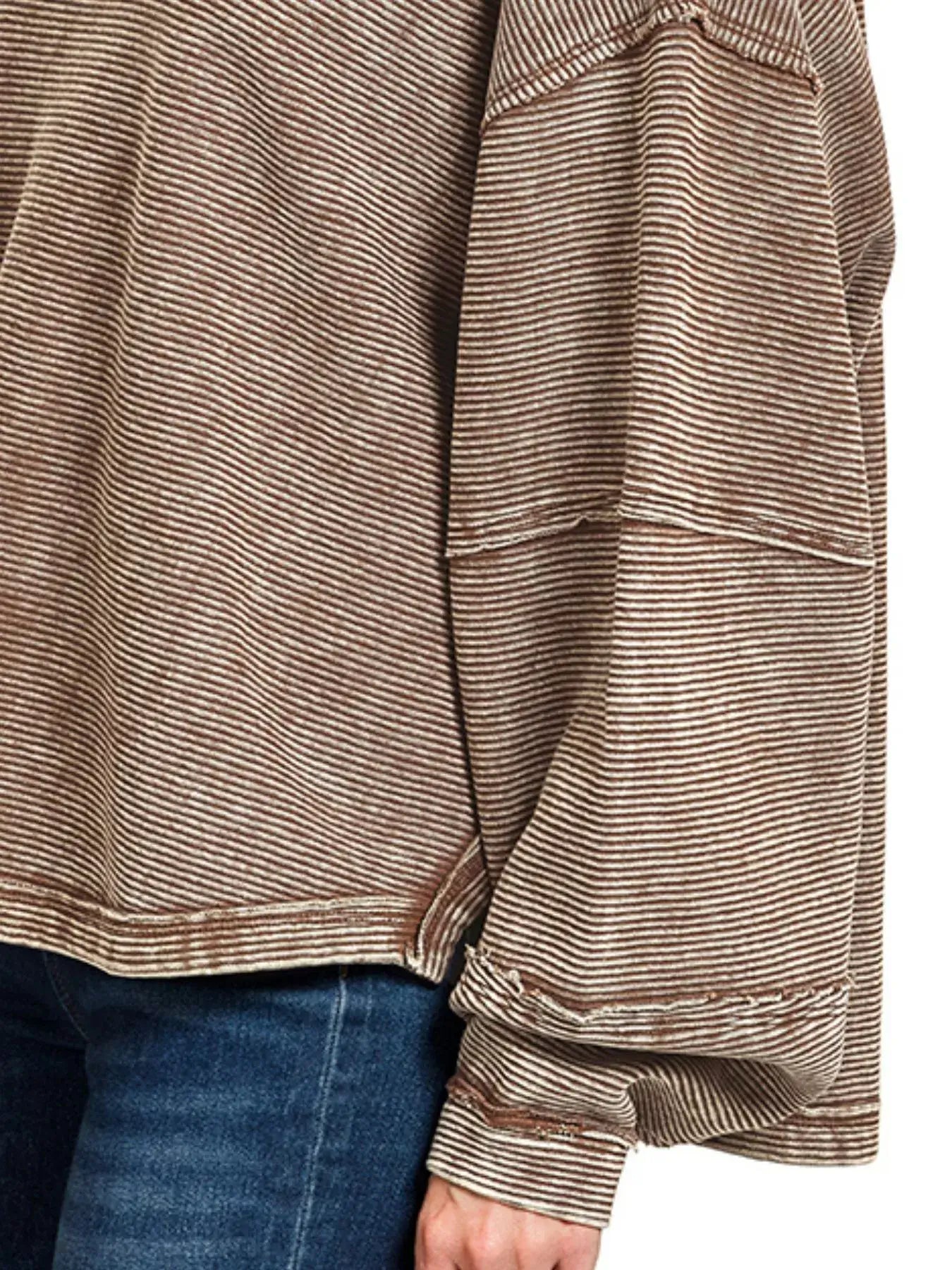 Zenana Acid Washed Exposed-Seam Sweatshirt