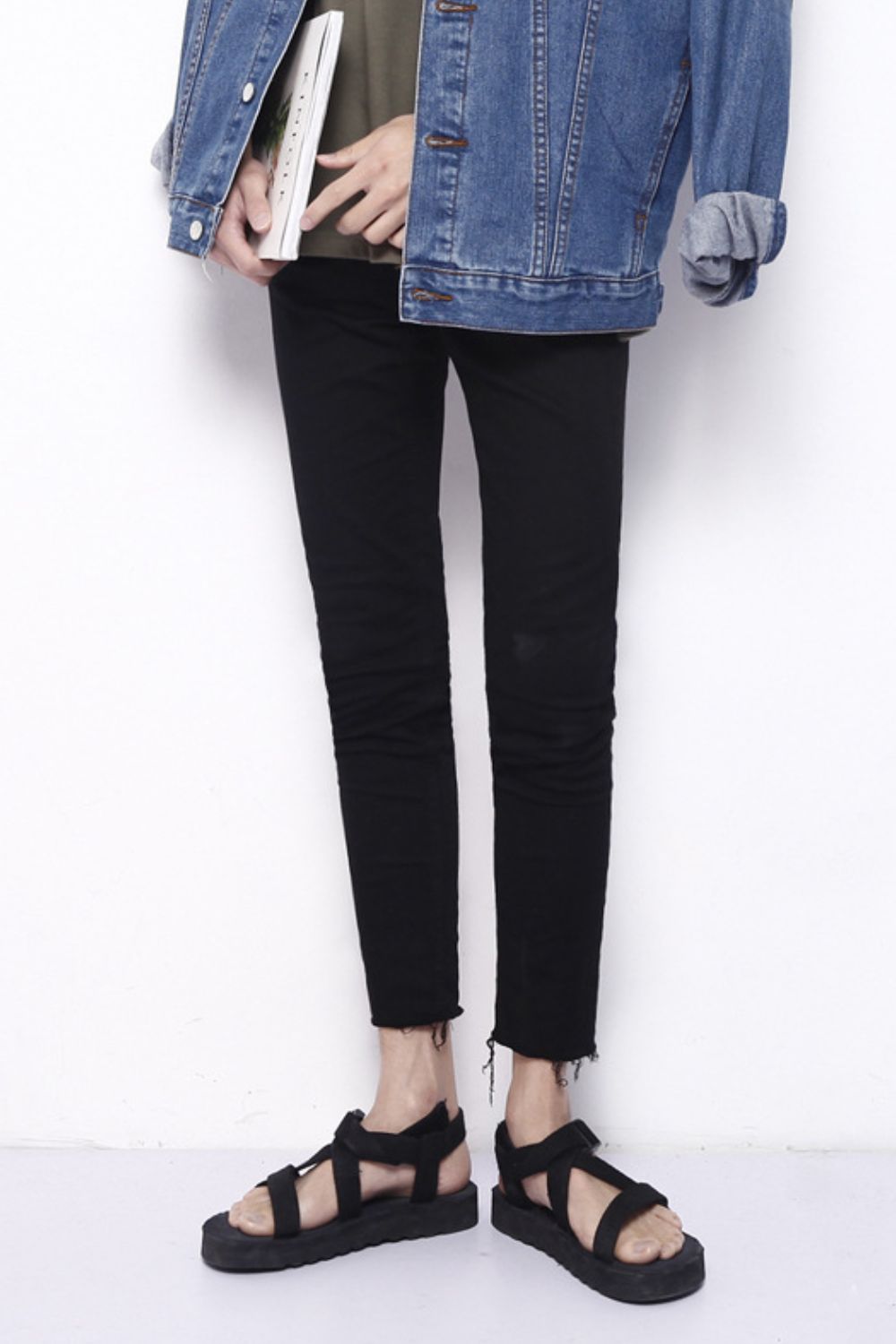 Men's Frayed Hem Skinny Jeans