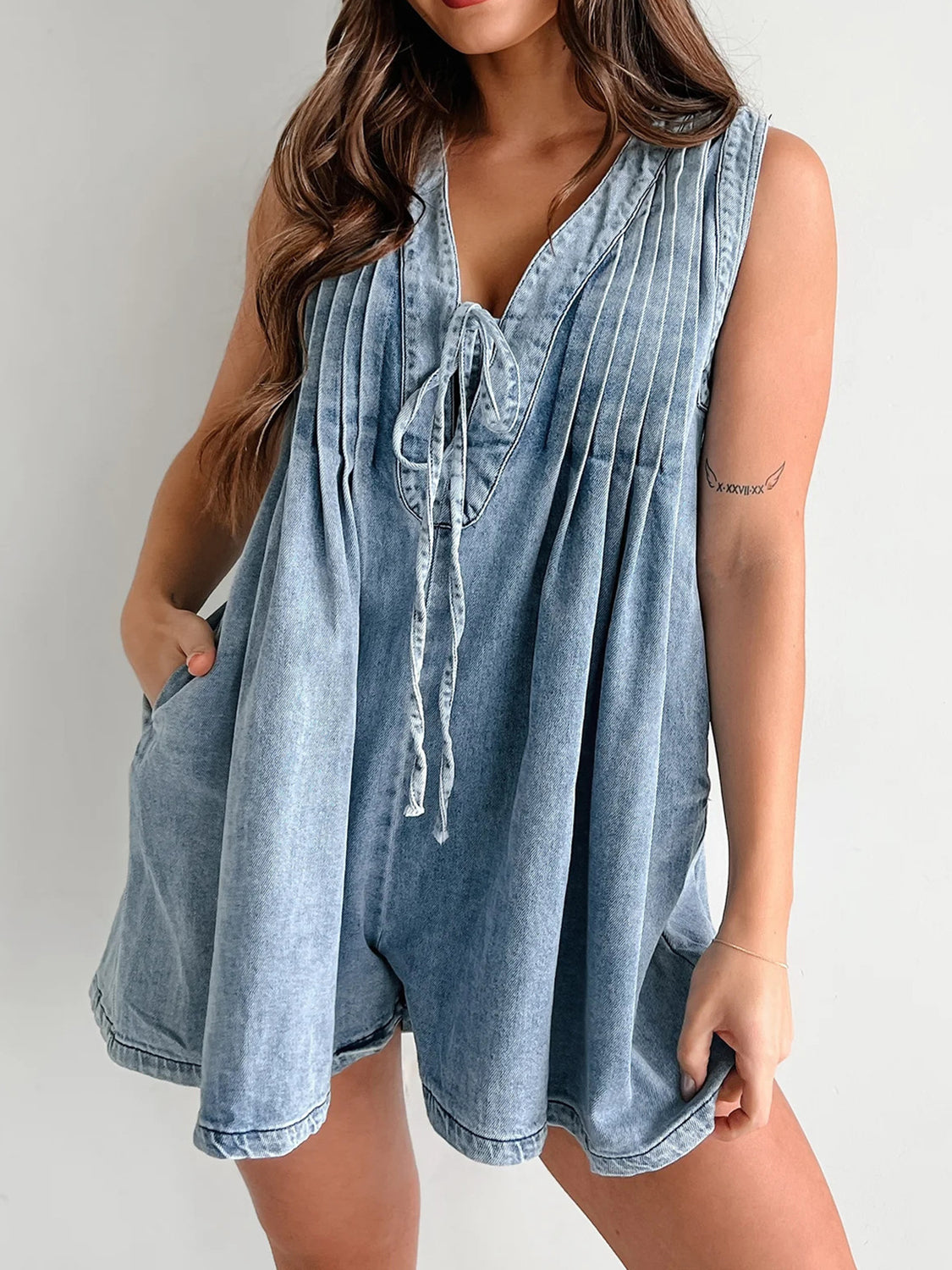 Tied Romper with Pockets - felvior
