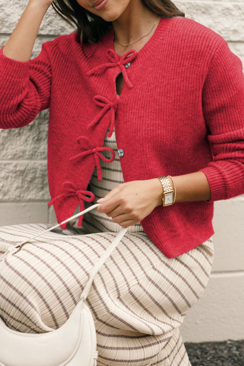 Tied Long Sleeve Cardigan - felvior