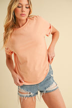 Aemi + Co Exposed Seam Round Neck Short Sleeve T-Shirt