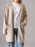 Open Front Long Sleeve Cardigan with Pockets - felvior