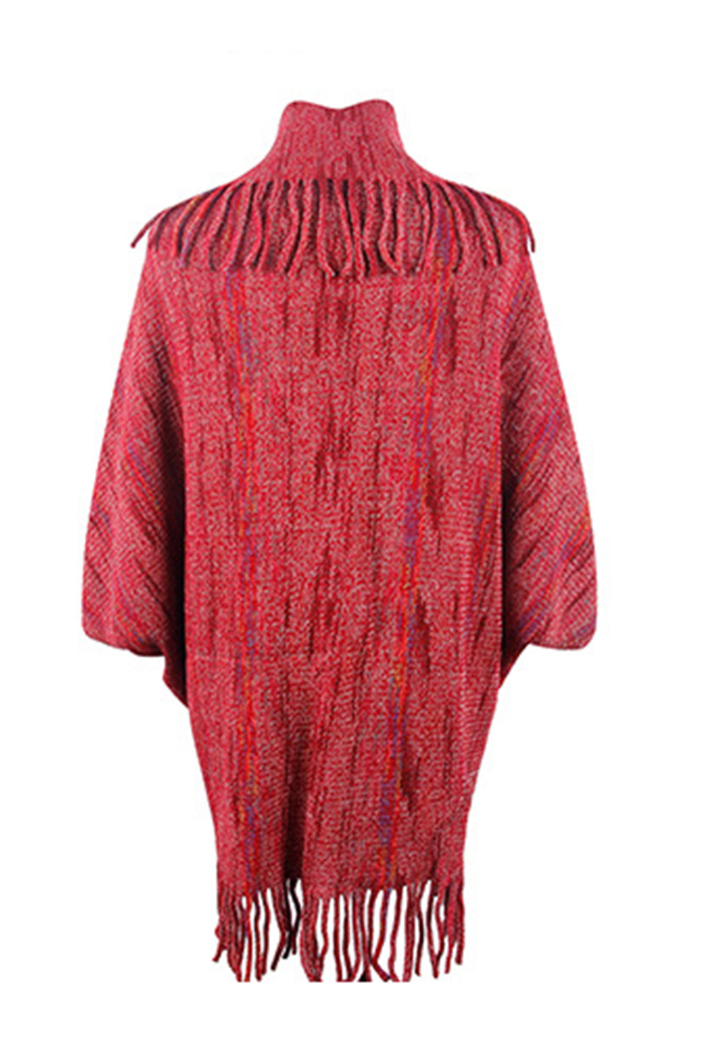 Fringe Detail Printed Poncho - felvior