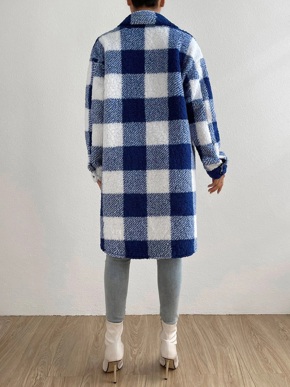 Plaid Collared Neck Button Down Coat - felvior