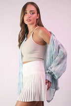 VERY J Plus Size Oversized Printed Button Up Shirt