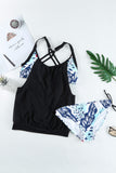 Full Size Crisscross Scoop Neck Tankini Set - felvior