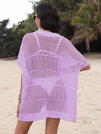 Hollow Out Collared Neck Cover-Up