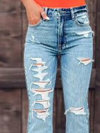 Distressed Slit Bootcut Jeans