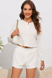 Round Neck Dropped Shoulder Top and Shorts Lounge Set - felvior