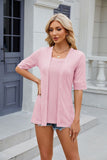 Texture Square Neck Half Sleeve Blouse - felvior