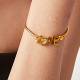 Titanium Steel Rhinestone Letter Bracelet - felvior