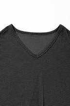 Texture V-Neck Long Sleeve Top