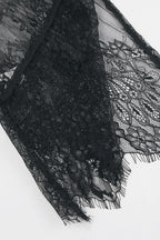 Fringe Round Neck Long Sleeve Lace Sheer Top