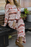 Geometric Top and Drawstring Pants Lounge Set - felvior