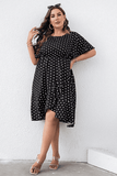 Plus Size Polka Dot Flutter Sleeve Dress - felvior