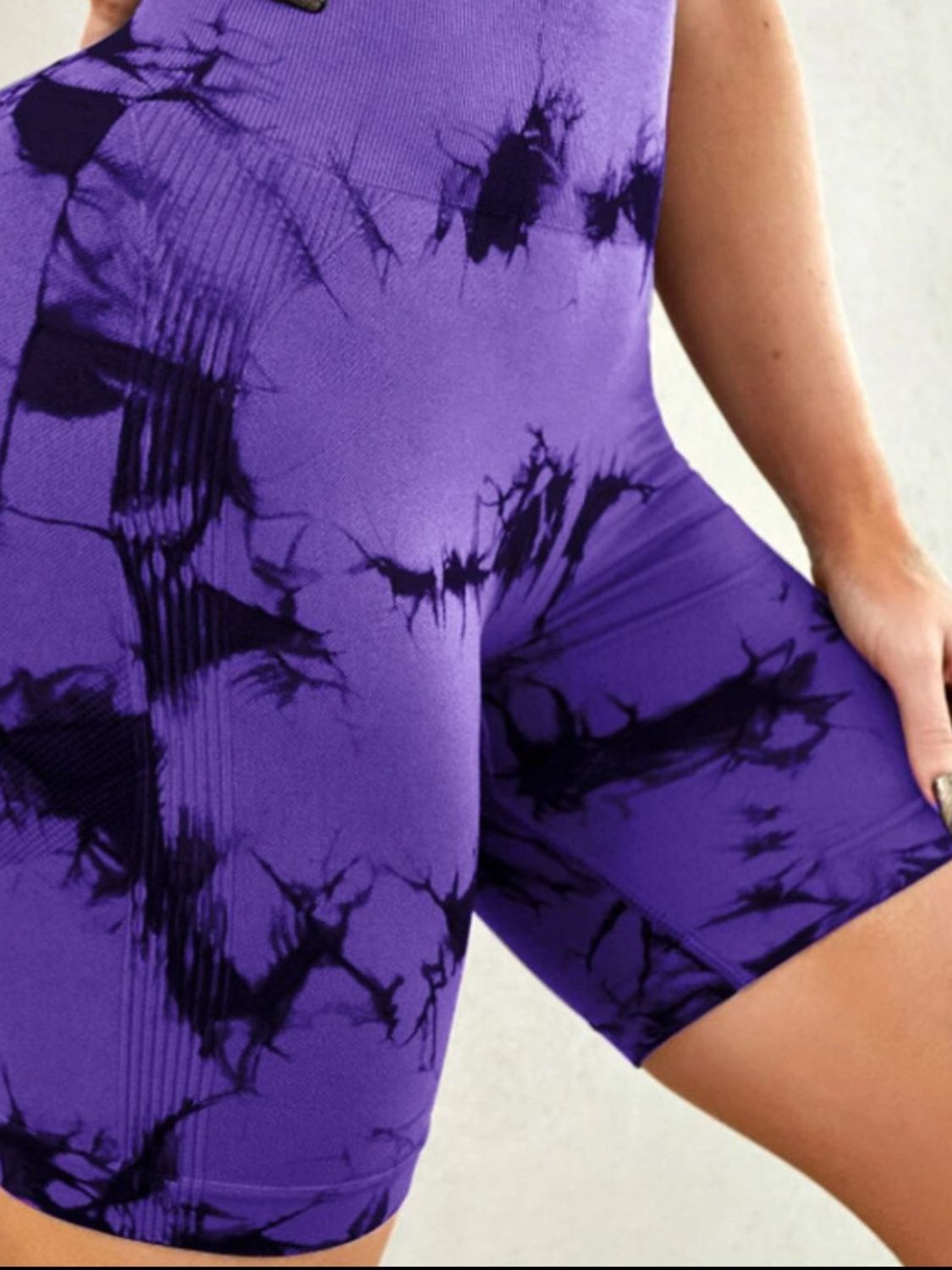 Tie-Dye High Waist Active Shorts - felvior