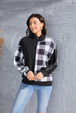 Plaid Exposed Seam Long Sleeve Blouse - felvior