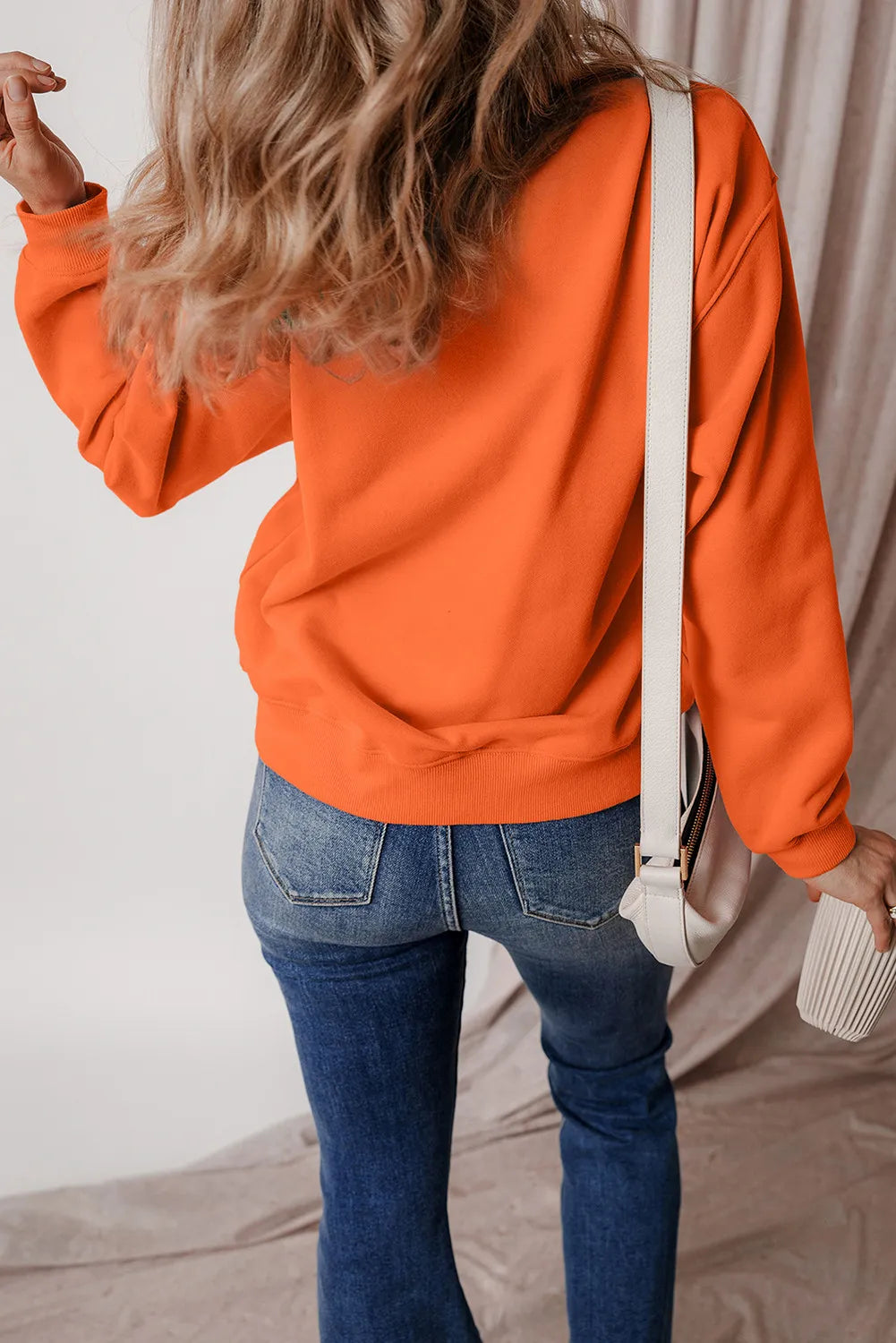 Letter Round Neck Long Sleeve Sweatshirt - felvior