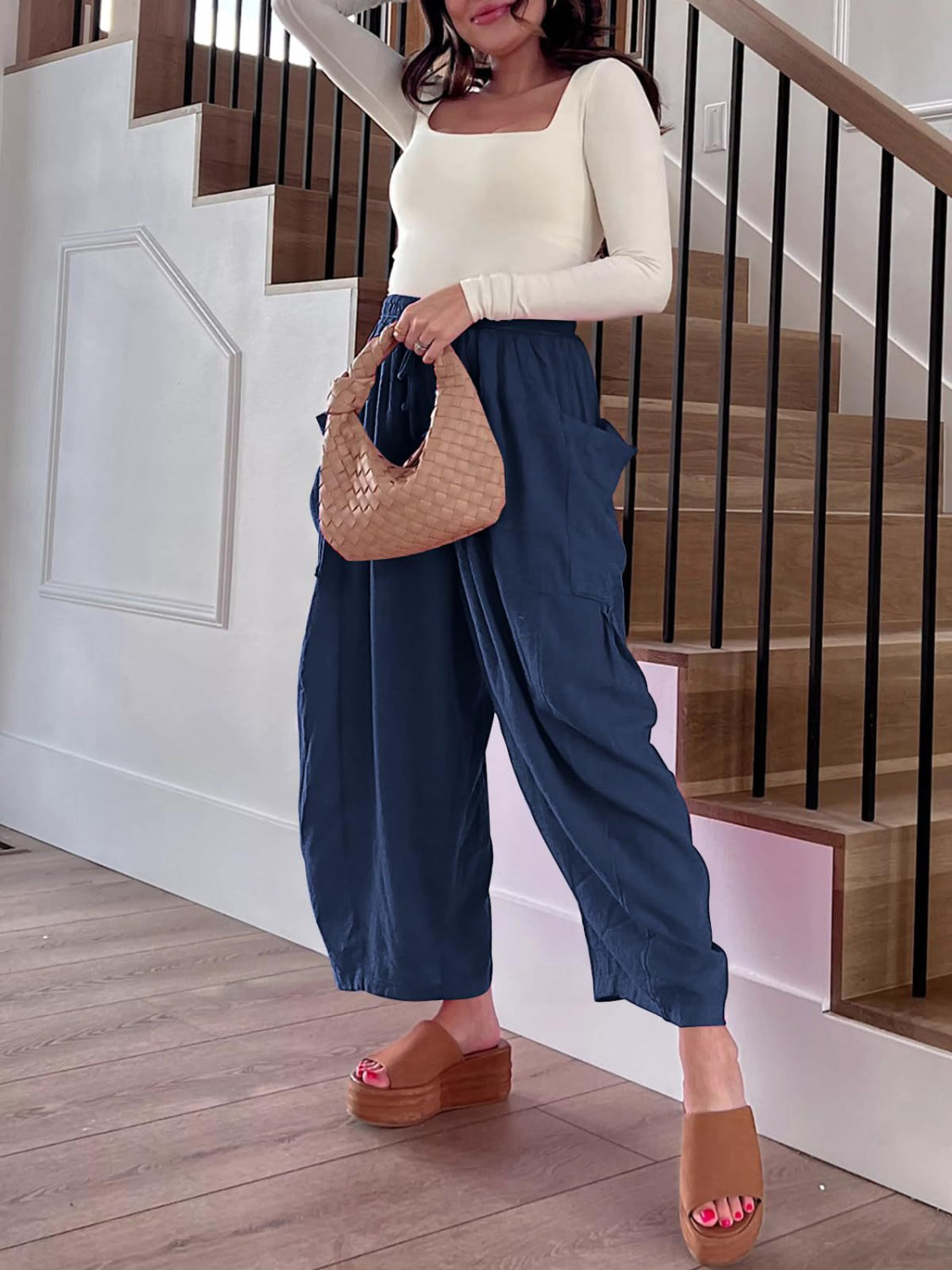 Full Size Drawstring Pants with Pockets Plus Size