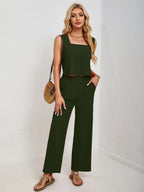 Square Neck Tank and Wide Leg Pants Set